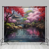 Aperturee - Aperturee Japanese Spring Garden Cabin Lake Photo Backdrop